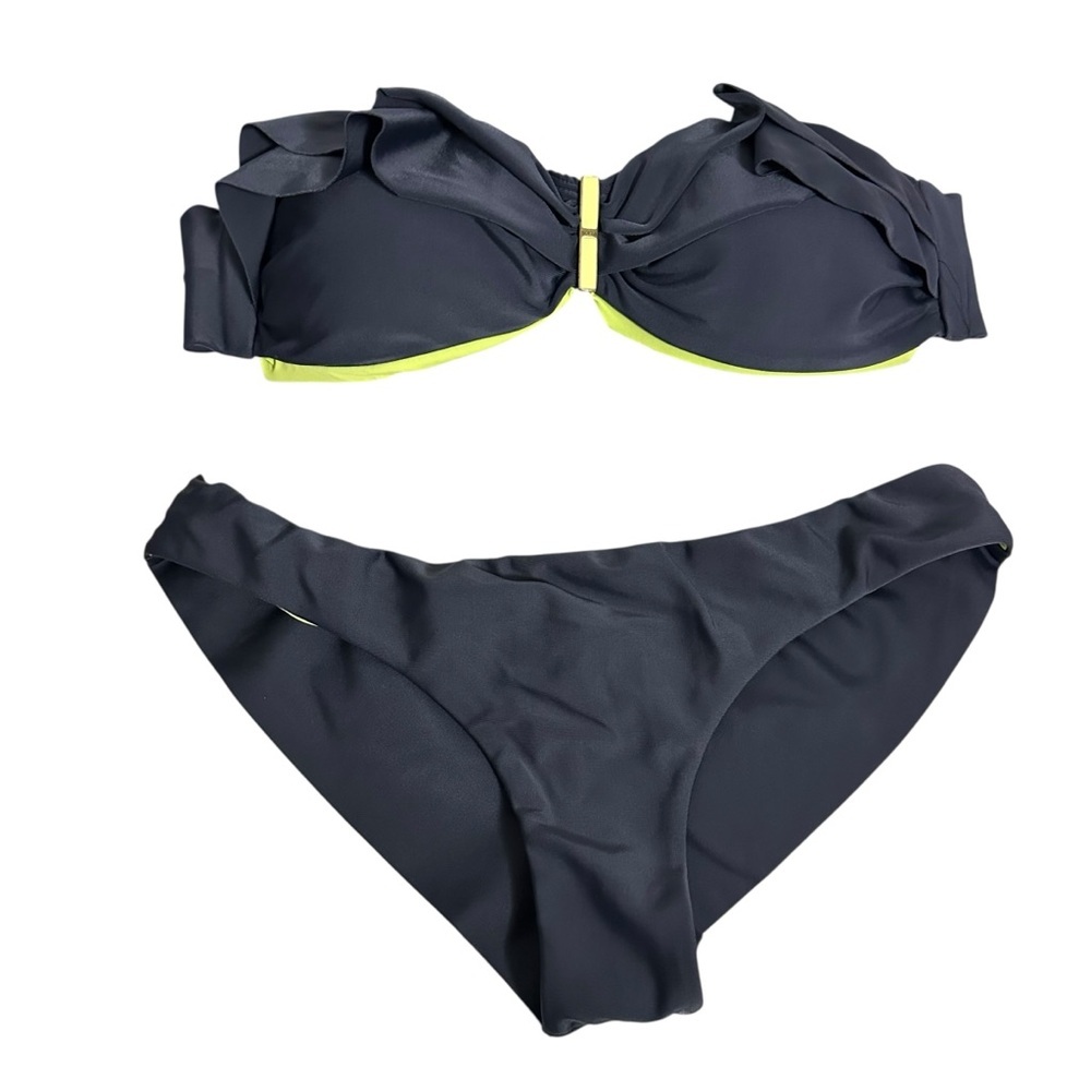 Sofia By Vix Womens Bikini 2 Piece Swimsuit Padded Top Sz Medium Gray Green